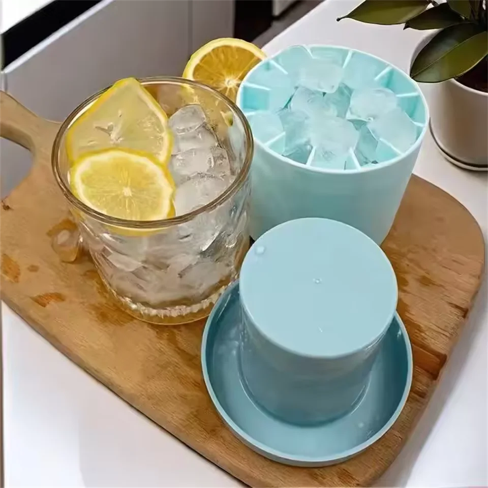 Food-Grade Silicone Ice Mold — Cylinder & Lattice Ice Maker, Quick Freeze Ice Cups & Storage for Home Use