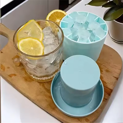 Food-Grade Silicone Ice Mold — Cylinder & Lattice Ice Maker, Quick Freeze Ice Cups & Storage for Home Use