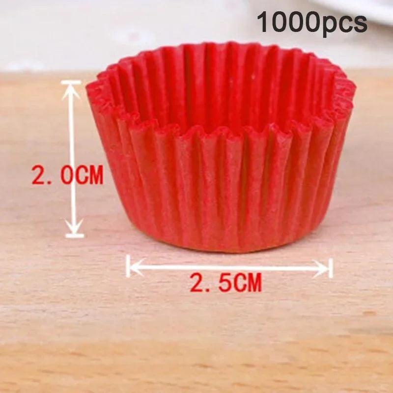 1000-Piece Mini Chocolate Paper Liners - Solid Color Cupcake, Muffin & Baking Cups