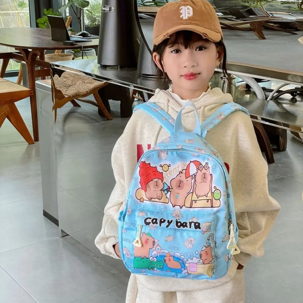 Cute Capybara Backpack | Large Capacity, Breathable Nylon Schoolbag for Students, Women & Girls, Ultra-Light Book Bag