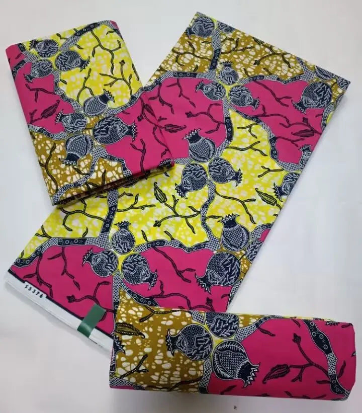 100% Cotton Ankara Fabric - High Quality African Print Batik Real Wax Pagne 6 Yards for Stylish Sewing