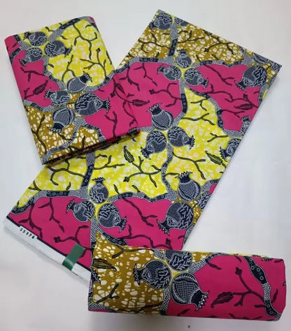 100% Cotton Ankara Fabric - High Quality African Print Batik Real Wax Pagne 6 Yards for Stylish Sewing