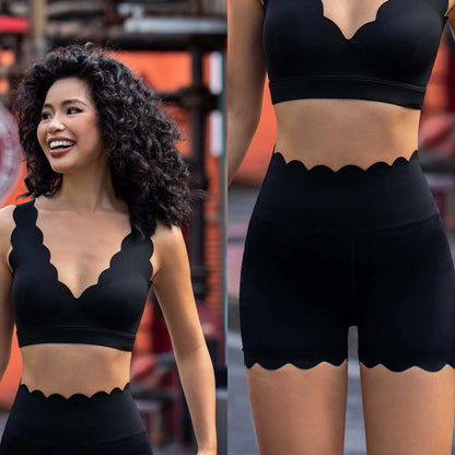 Women’s 2-Piece Yoga Set – Shockproof V-Neck Sports Bra & Lifting Hip Shorts, Soft Gym & Pilates Workout Clothing