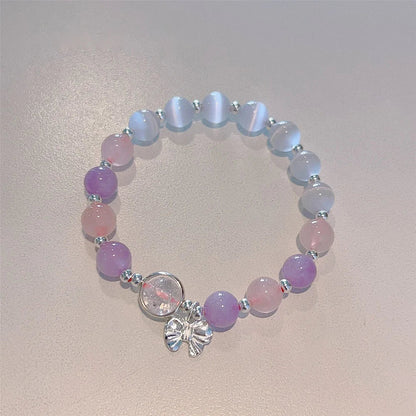 Korean Style Crystal Bead Bracelet - Flower Fox Feather Tassel Charm Jewelry Gift for Women Girls & Best Friends