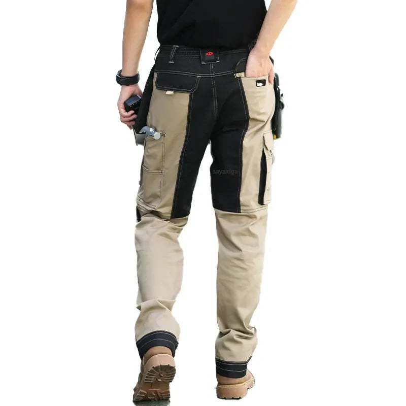 Men’s Multi-Pocket Cargo Work Pants with Knee Pads – Durable Wear-Resistant Tactical Trousers for Outdoor Workwear and Construction Use