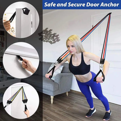 11Pcs Elastic Resistance Bands Set for Fitness, Bodybuilding & Home Gym Workouts