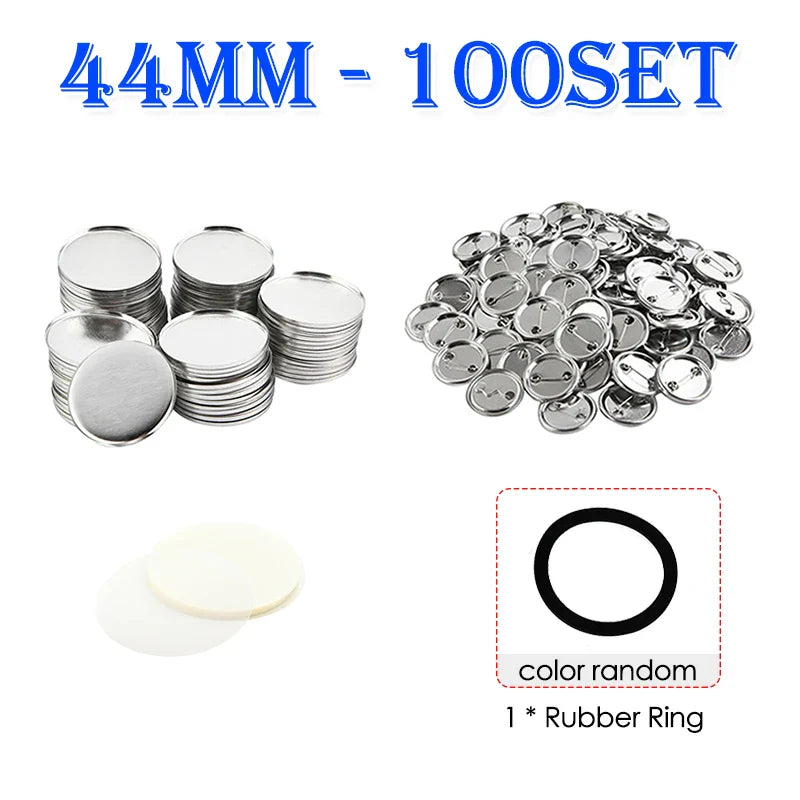 100 Set Blank Badge Button Maker Supplies Kit – DIY Pin Button Parts for 25mm–58mm Pin Badge Press Machine Accessories