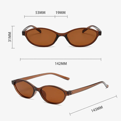 Retro Oval Frame Sunglasses — Trendy Small Frame Punk Cat Eye Sunshade Glasses, Personalized Fashion Sun Protection Eyewear
