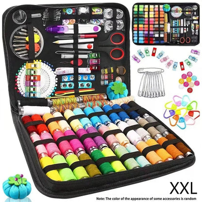 Complete Sewing Kit Set - Professional Threads, Needles, Scissors & Tape Measure for DIY Crafts and Home Repairs