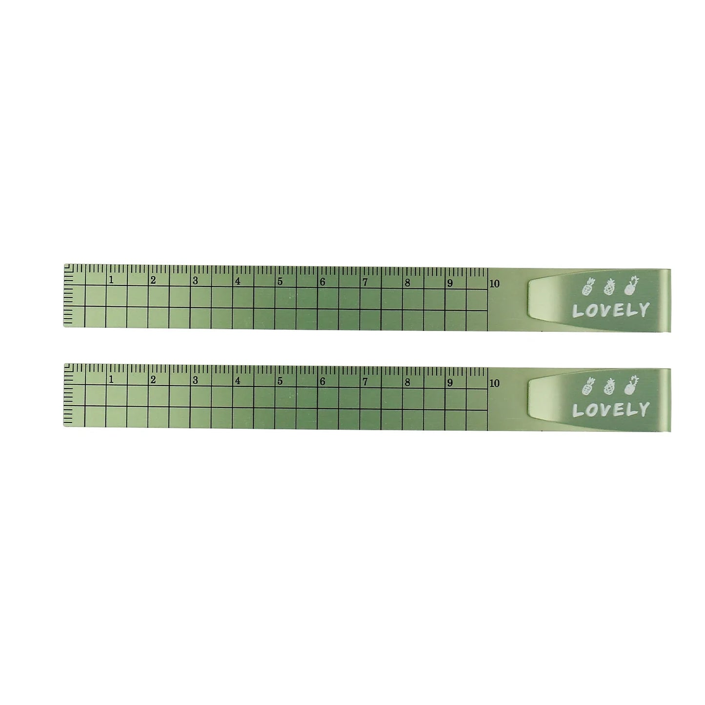 2PCS Metal Bookmark Ruler - 10cm Aluminum Double-Sided Metric Measuring Scale Tool