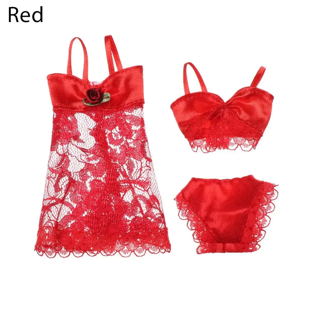 Soft Lace Underwear Set for 30CM 1/6 Dolls – Bra & Briefs for Blythe BJD Dollhouse Kids Toy