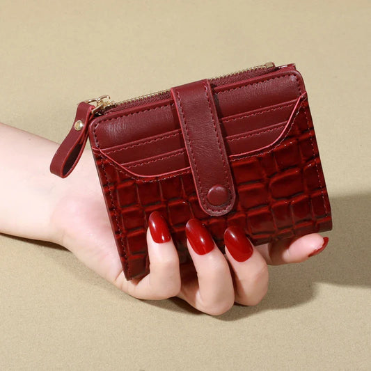Elegant Women’s Multi-Card Wallet – Casual PU Leather Double Zip Clutch with Crocodile Texture and Stylish Storage