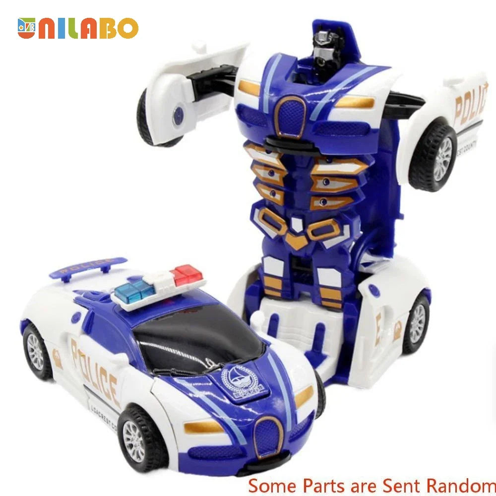 Transformable Robot Sports Car Toy - Battery-Free Educational Vehicle Model for Kids' Play & Learning