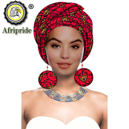 African Turban Headwrap - Nigerian Ankara Headscarf with Matching Earrings