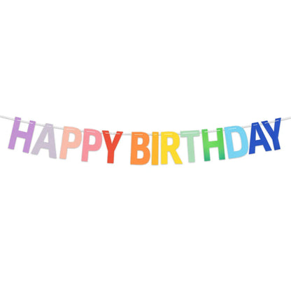 Rainbow Happy Birthday Banner – Paper Garland Kids 1st Birthday Party Hanging Flags, Rainbow Theme Decorations