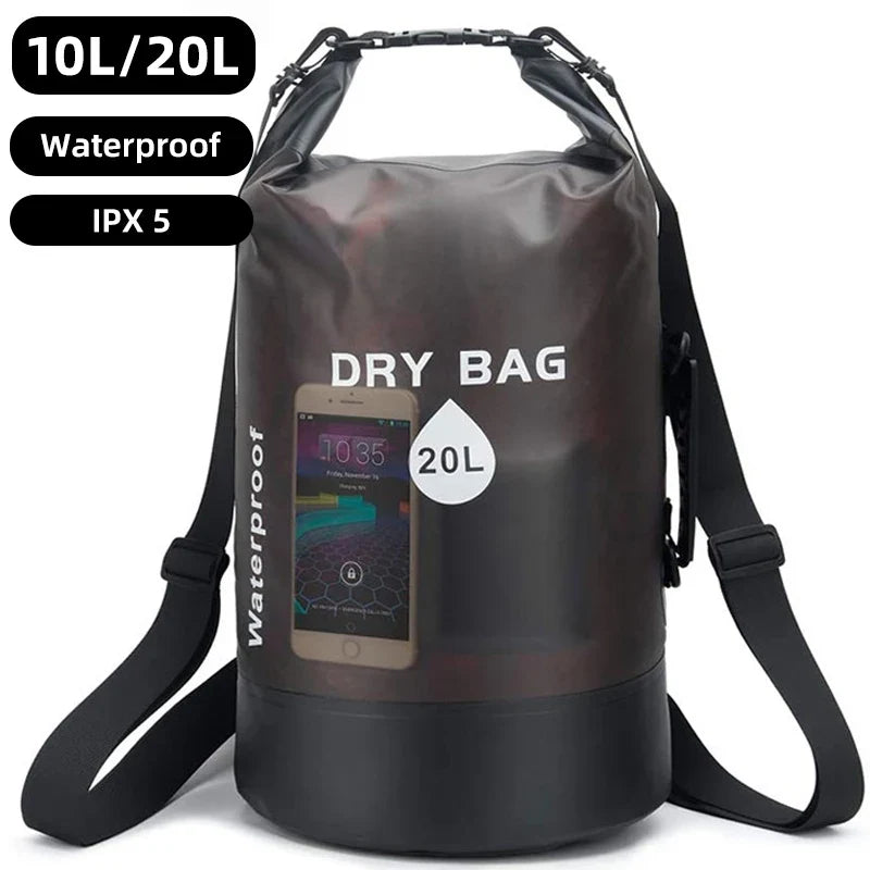 Waterproof Dry Bag - 10L/20L Storage Pack for Swimming, Trekking, Rafting, Kayaking & Boating