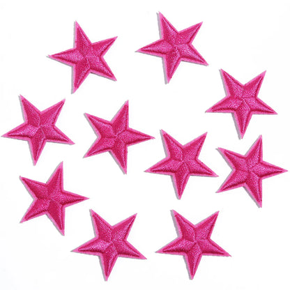 10pcs Mini Star Iron-On Embroidery Patches – Small Pentagram Appliques for DIY Clothing, Black White Gold Fashion Decoration