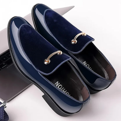 Men’s Classic Black Leather Slip-On Dress Shoes - Pointed Toe Business, Casual & Wedding Formal Shoes Plus Size