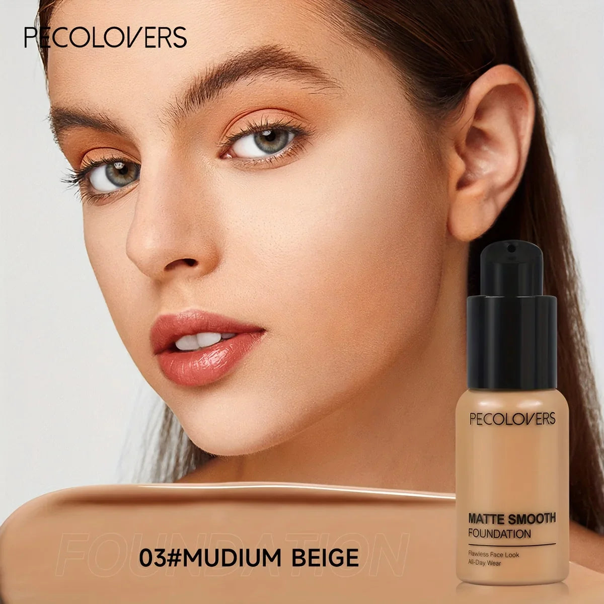 PECOLOVERS Matte Liquid Foundation – Oil-Control, Waterproof Full Coverage Concealer for All Skin Tones
