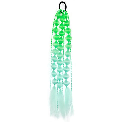 Colorful Bubble Braid Ponytail Extension – Long Lantern Braided Synthetic Hairpiece with Tie