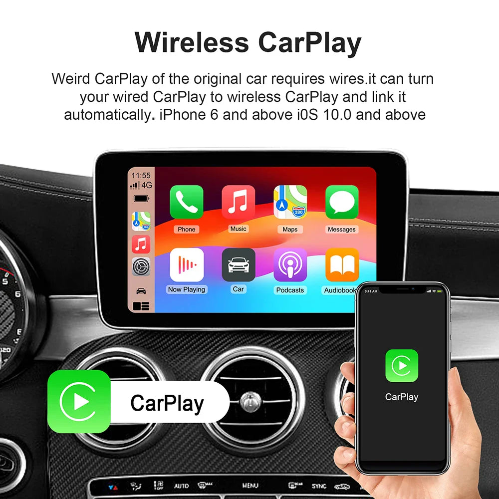 Android 13 AI Box – Wired to Wireless CarPlay and Android Auto Adapter with WiFi, YouTube and Netflix, Smart AI Box with Built-in Play Store