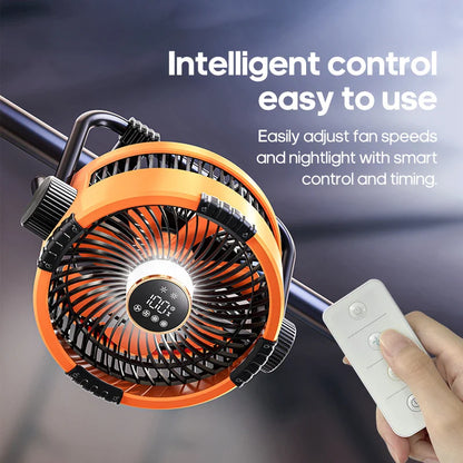 New 6-in-1 Multifunctional Desktop & Camping Fan — 20000mAh Outdoor Air Circulator with 4-Speed Wireless Tent & Ceiling Fan