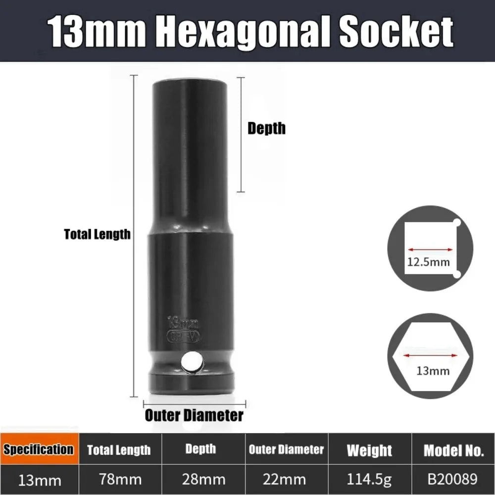 1/2-Inch Drive Impact Socket Set - 10-Piece 6-Point Metric Carbon Steel Sockets with Storage Case