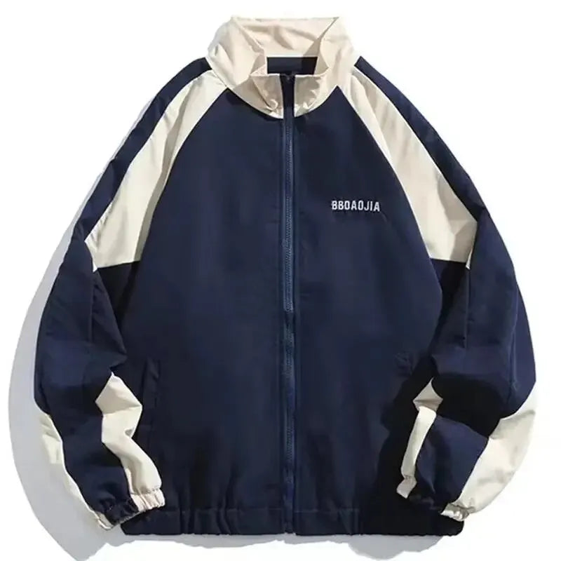 Hip Hop Varsity Jacket for Men - High Street Patchwork Color Block Windbreaker Spring Autumn College Coat