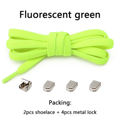 No-Tie Elastic Shoelaces – One Size Fits All Sneakers for Adults & Kids, Flat Tieless Shoestrings