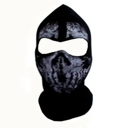 Black Skull Balaclava Mask - Warm Full Face Hood Beanie for Men Outdoor Wear