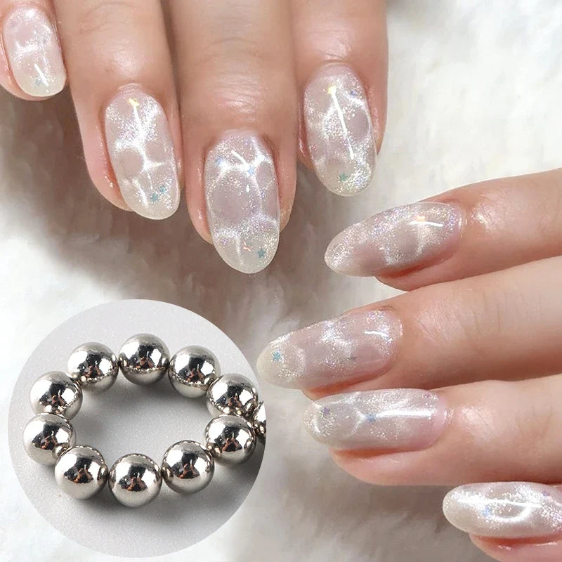 Ocean Wave Cat Eye Nail Magnetic Beads - Shiny Flower Marble Water Ripple Effect DIY Manicure Tools 10/20PCS