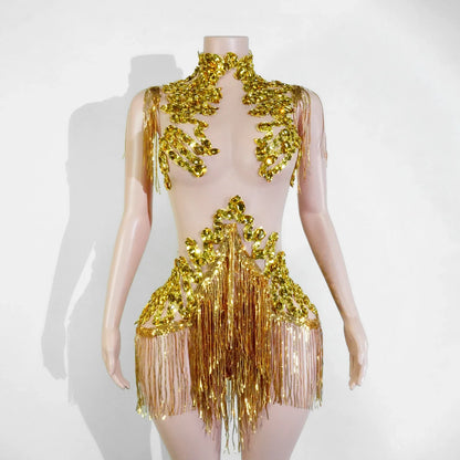 Sexy Shiny Silver Sequin & Black Spandex Jumpsuit — 2025 Women’s Prom, Dancer & Stage Performance Costume