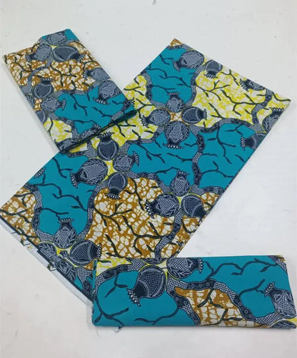 100% Cotton Ankara Fabric - High Quality African Print Batik Real Wax Pagne 6 Yards for Stylish Sewing