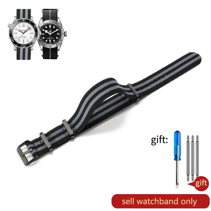 60's French Army Nylon Watch Strap - Woven Military Watch Band for Rolex, Seiko, Tudor & Omega
