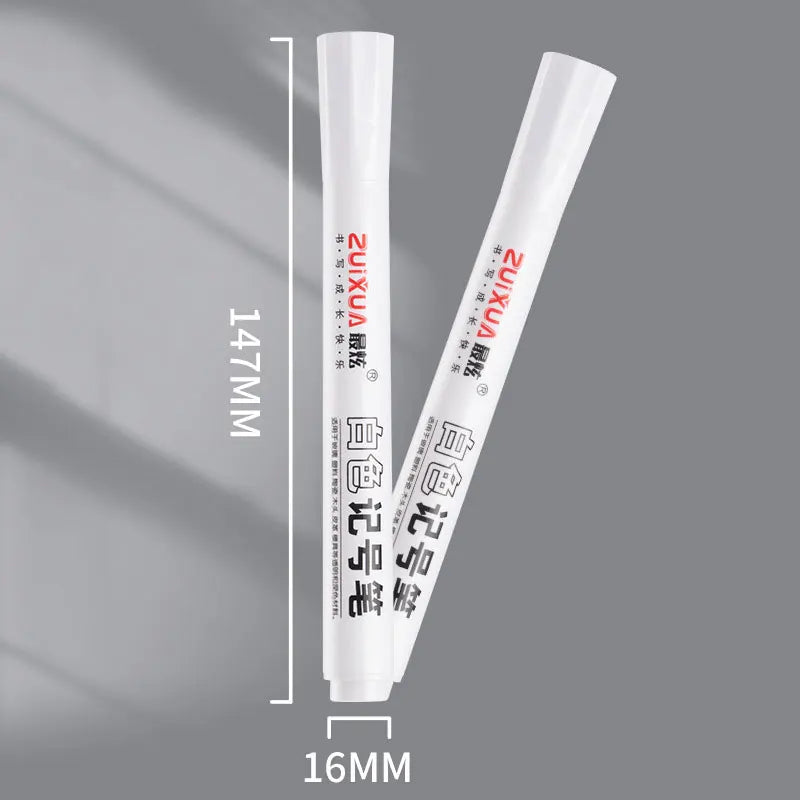 White Marker Pen Set - Waterproof Oil-Based Gel Pens for DIY, Graffiti, Sketching & School Supplies