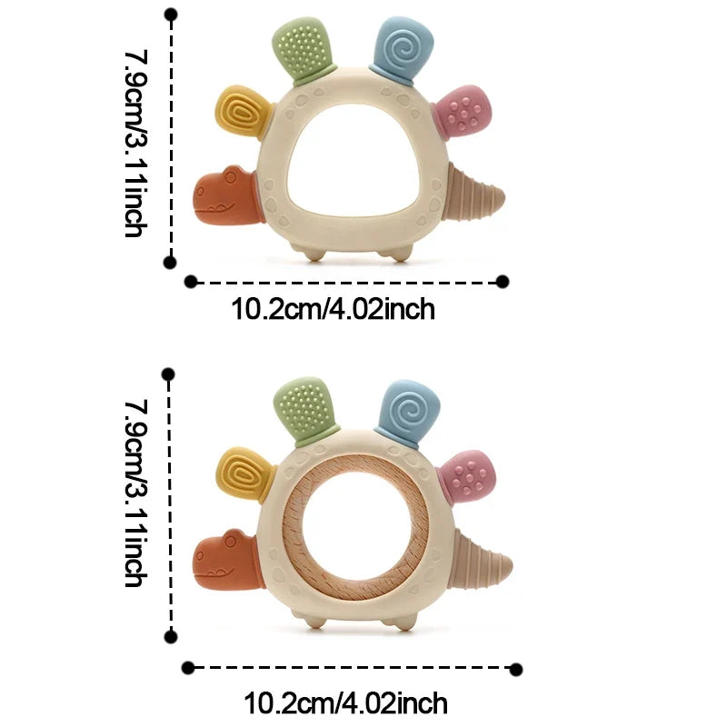 Baby Dinosaur Silicone Teether - BPA Free Easy Grip Chewing Toy for Newborns & Infants