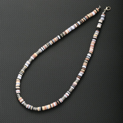 Bohemian White & Black Polymer Beads Necklace – Unisex Collar for Men and Women