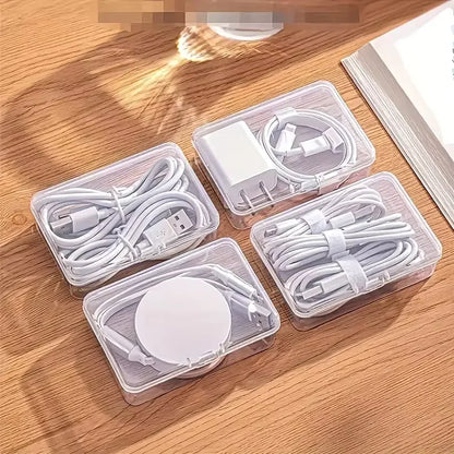 Cable Organizer Storage Box Set - Durable Plastic Charging Cord, Mobile Device & Office Supplies Storage