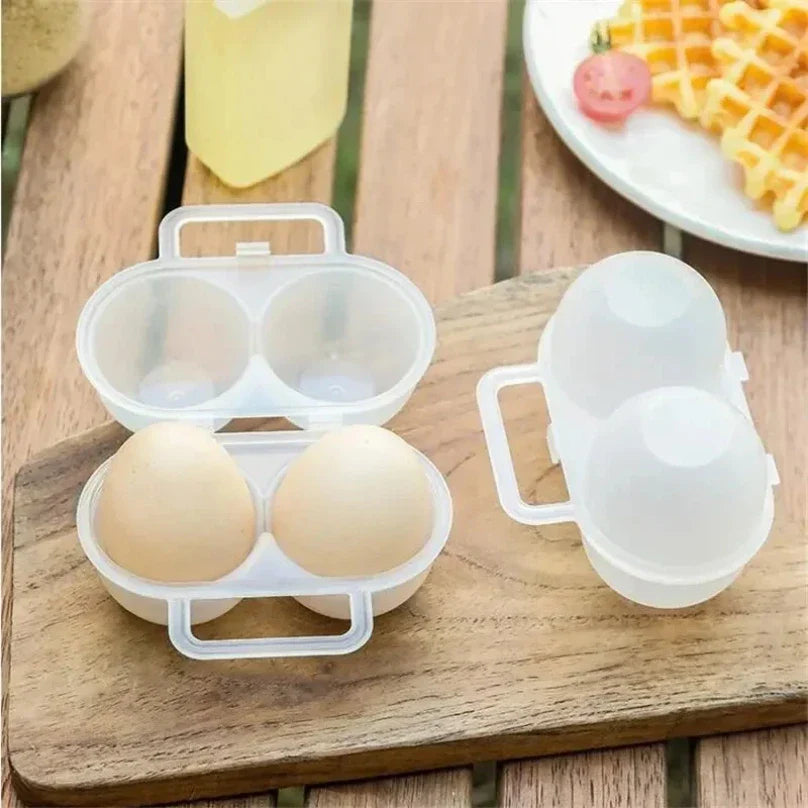 Portable 2-Cell Egg Storage Box – Shockproof Plastic Egg Tray Holder for Refrigerator & Outdoor Travel Egg Protection Container