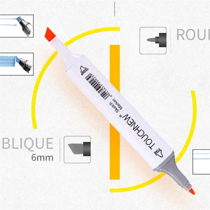 TOUCHNEW Alcohol Sketch Markers - Dual Tip Brush Pens for Manga Drawing & Art Supplies