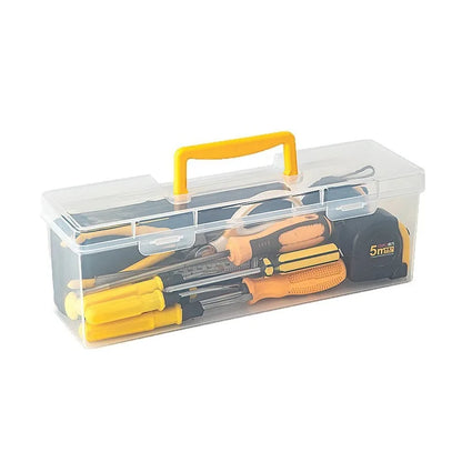 Multi-Compartment Tool Storage Box - Transparent Portable Organizer for Screws, Wrenches & Small Parts