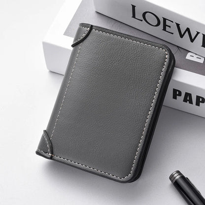 Ultra Thin Mini Leather Wallet - Soft PU Credit Card Holder Vertical Short Wallet for Men