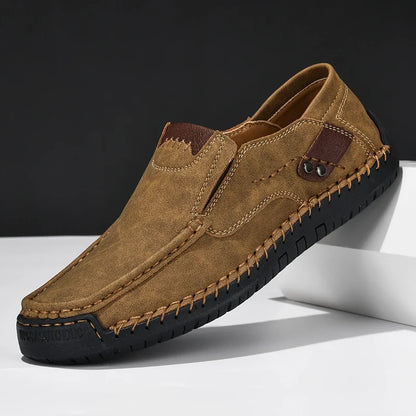 Handmade Leather Men’s Loafers - Casual Slip-On Moccasin Shoes Comfortable Walking Flats for Fall