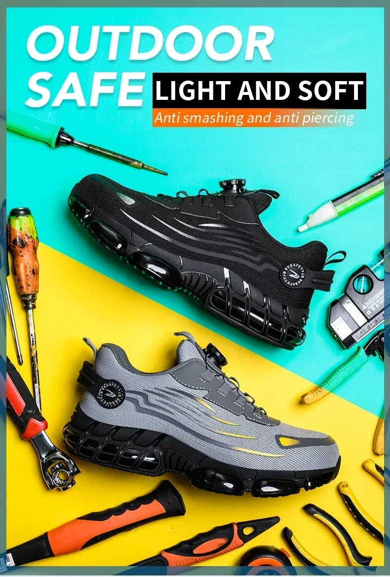 Rotating Button Safety Shoes for Men – Anti-Smash, Anti-Puncture Work & Security Protective Boots, Fashion Sport Design