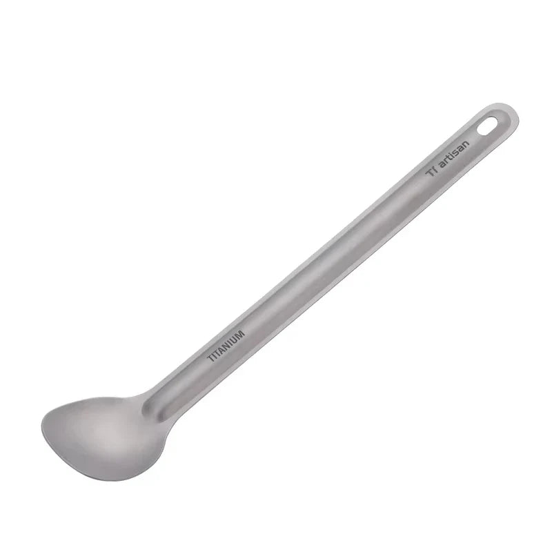 Titanium Long Handle Spork - Ultralight Portable Camping Cutlery for Hiking, Backpacking & Outdoor Dining