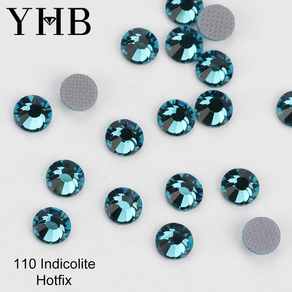 YHB 101-127 Hotfix Crystal Rhinestones - Glitter Glass Flatback Gems for Bags, Shoes, Garments, Phone & Nail Art DIY