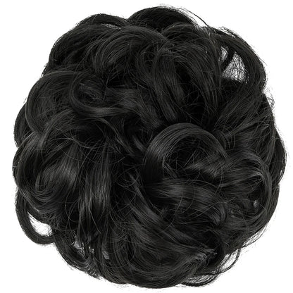 Synthetic Messy Hairpiece Chignon Scrunchie – Blonde & Brown Donut Bun for Women, Elastic Daily Use Hair Extension H9