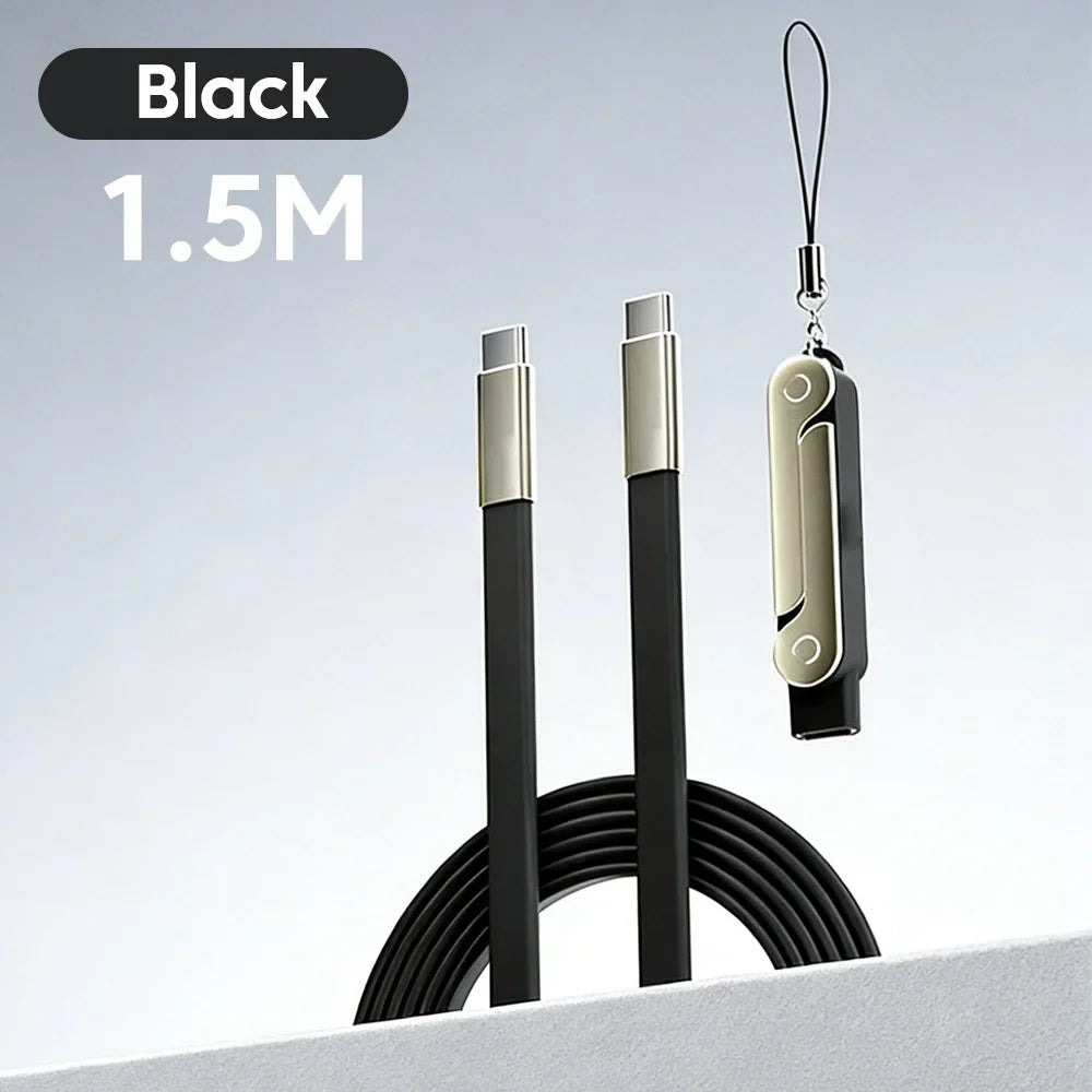 2-in-1 Foldable Phone Holder with USB-C to USB-C 240W Fast Charging Cable – Dual PD High-Speed Data & Charging Stand Cable for Mobile Devices