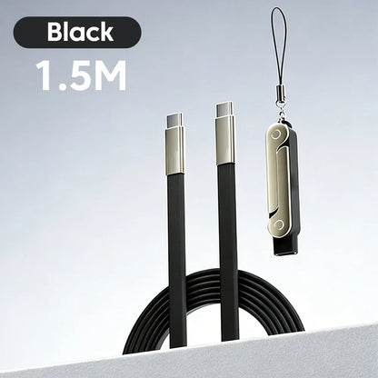 2-in-1 Foldable Phone Holder with USB-C to USB-C 240W Fast Charging Cable – Dual PD High-Speed Data & Charging Stand Cable for Mobile Devices