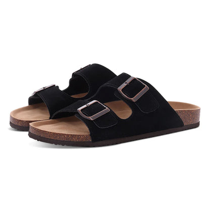 Comwarm Women’s Suede Mules & Men’s Cork Insole Clogs – Arch Support Sandals for Outdoor, Beach, and Home Slides